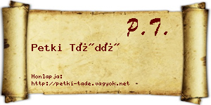 Petki Tádé névjegykártya
